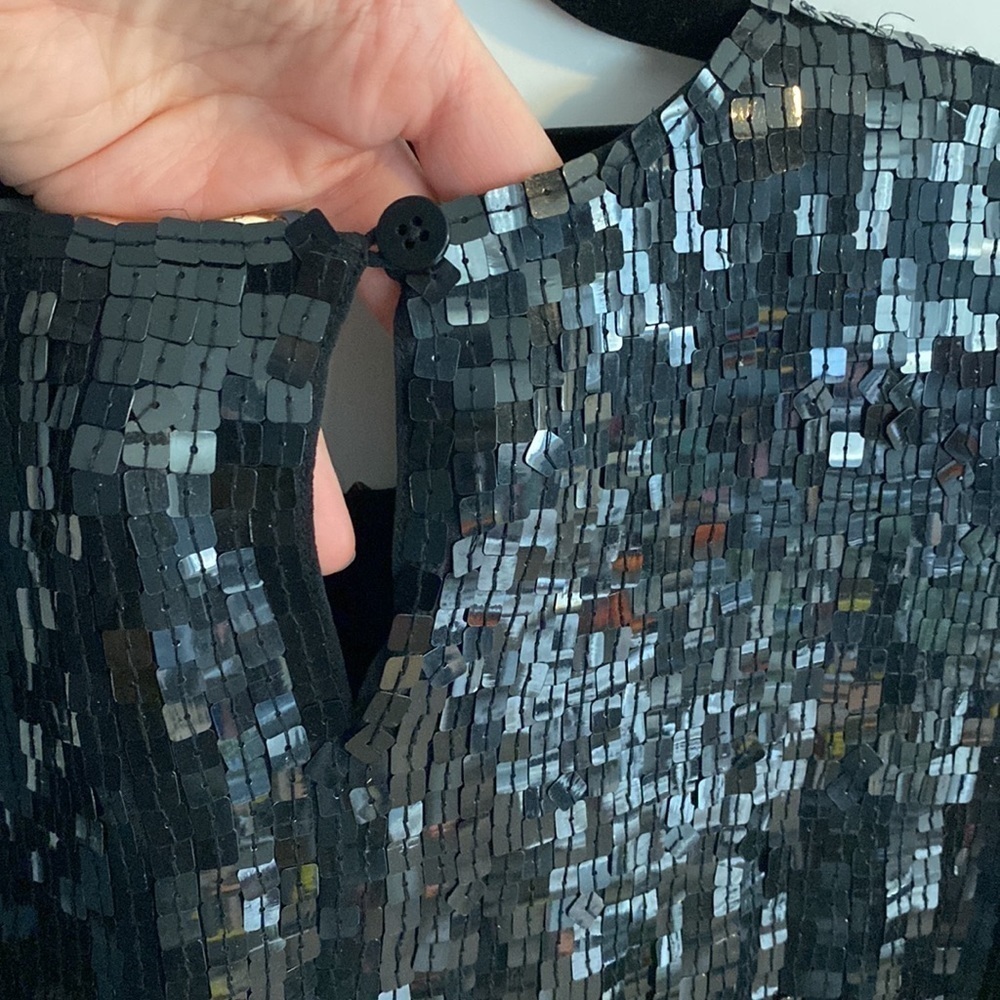 DKNY Silk Sequin Black Shell Top - Picture 8 of 8